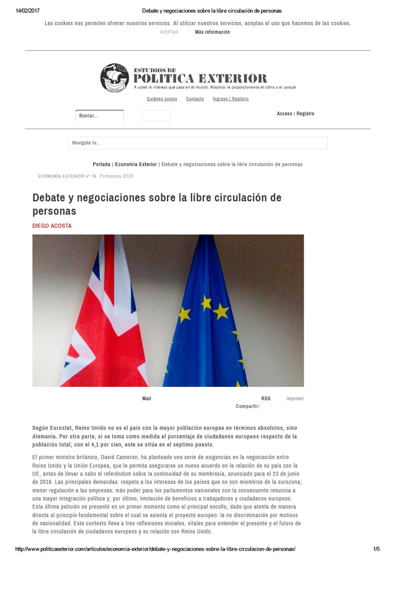 Debate y Negociaciones sobre la Libre Circulación de Personas